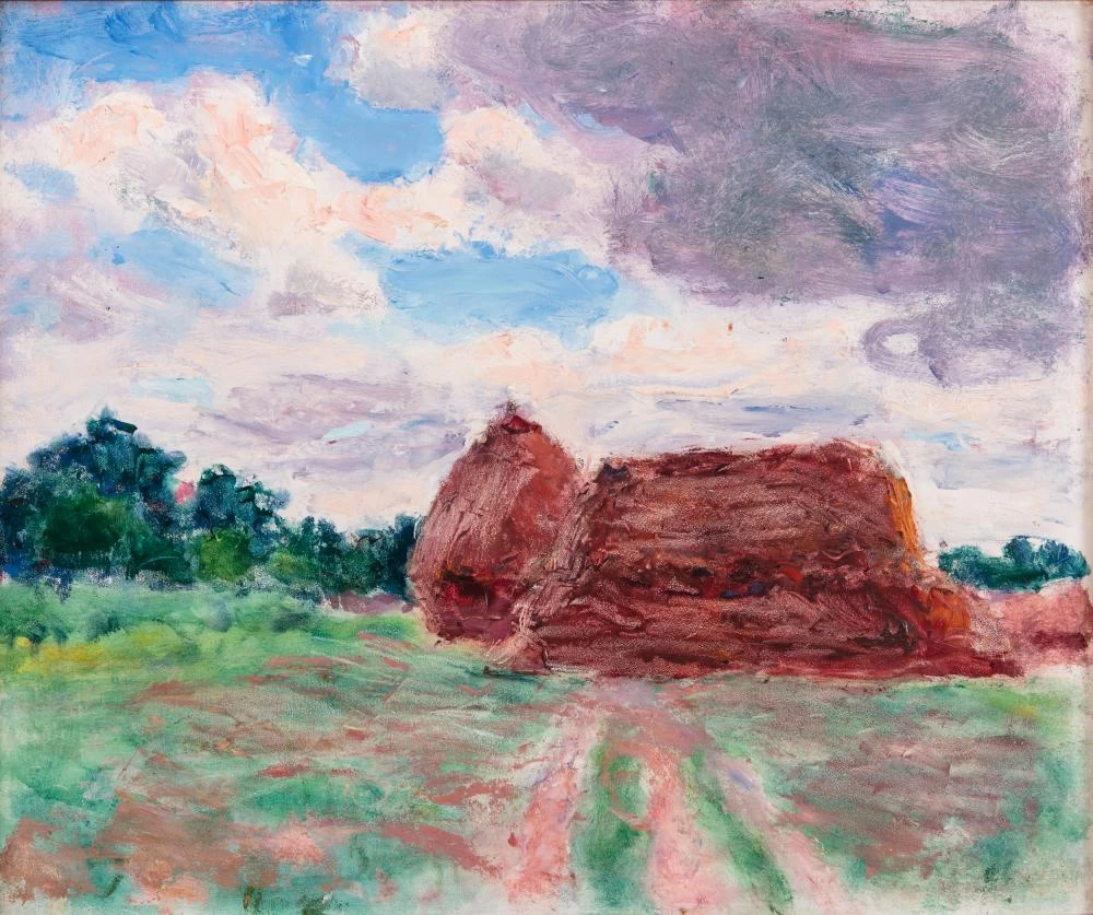 Paesaggio con pagliai rossi (1932)